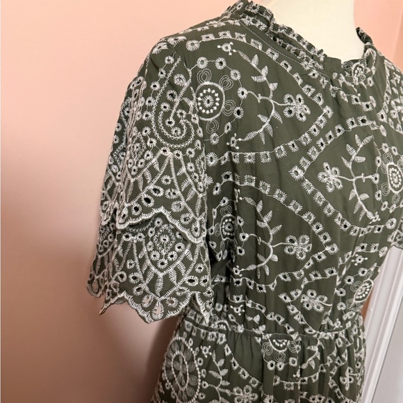 NWT Baltic Born Olive Mirabel Eyelet MIDI Dress Sz 1XL - Picture 5 of 6